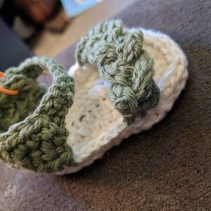 Crocheted newborn espadrilles